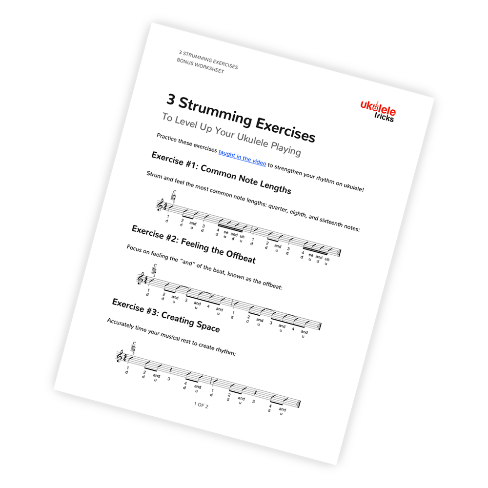 3 Strumming Pattern Rhythm Exercises Worksheet
