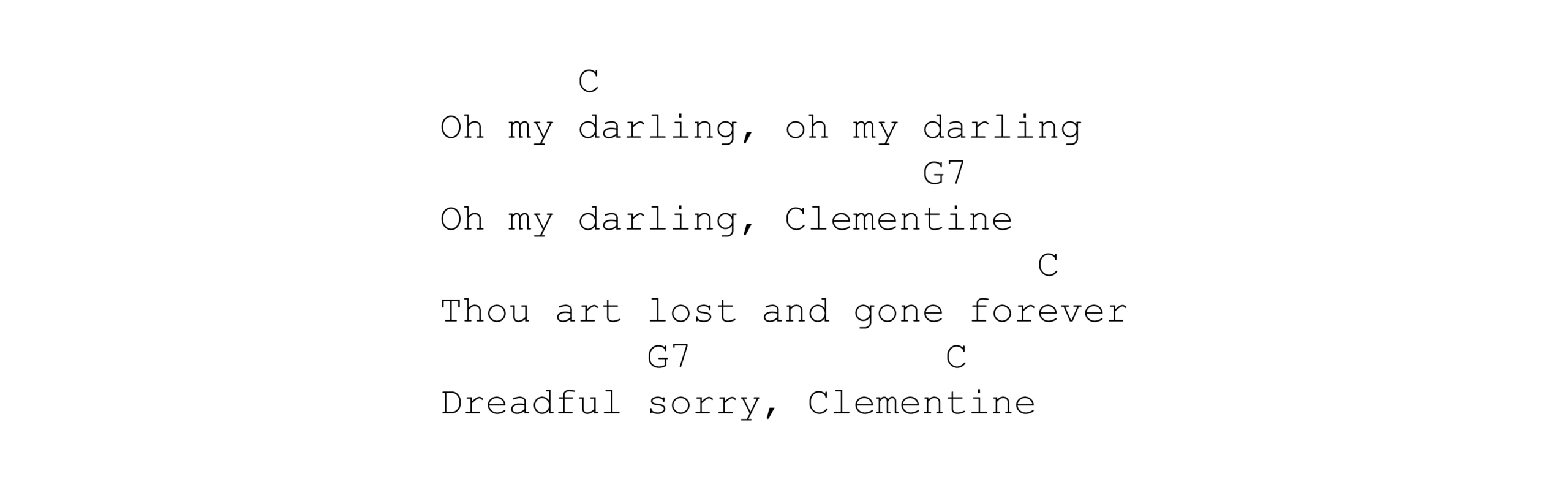 Oh My Darling Clementine Chord Chart