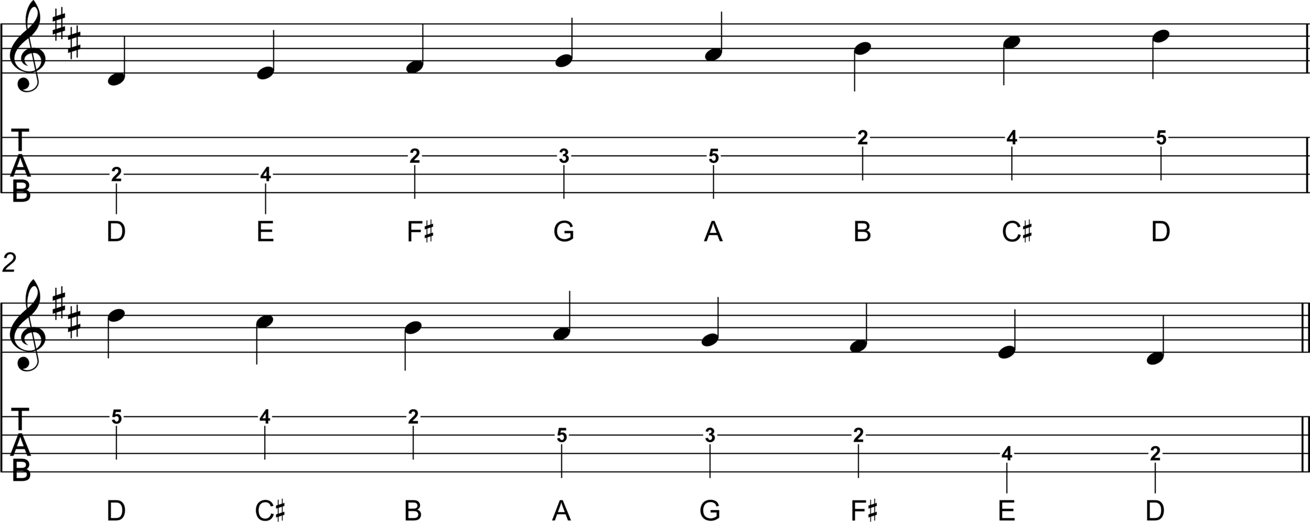 D Major Scale Ascending and Descending Exercise